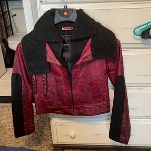 Vera wang red leather jacket
